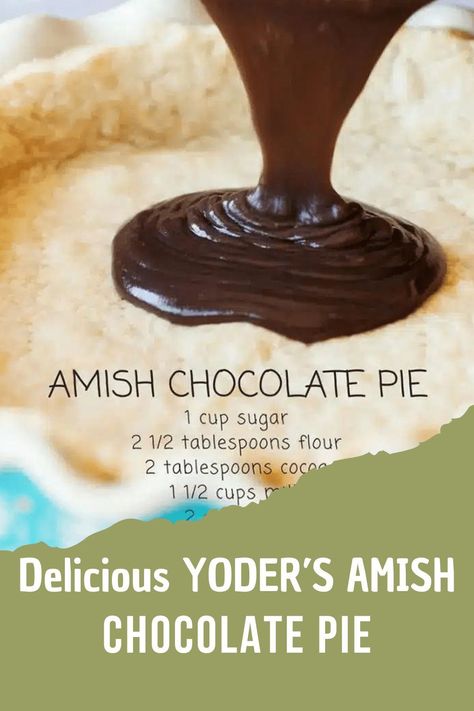 Yoder’s Amish Chocolate Pie is smooth, silky, and practically melts in your mouth. Each slice transports you straight to Grandma’s kitchen. This pie is satisfying without being overly rich. We love topping it with gobs of whipped cream and sprinkling it with chocolate shavings. Be sure to try my Amish Never Fail Pie Crust recipe Amish Chocolate Pie, Amish Fry Pies Recipe, Never Fail Pie Crust Recipe, Never Fail Pie Crust, Fried Pies Recipe, Grandma's Chocolate Pie, Old Fashioned Chocolate Pie, Homemade Chocolate Pie, Pudding Recipes Homemade