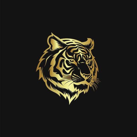 Vector gold tiger head with angry roar o... | Premium Vector #Freepik #vector #tiger-head #tiger-mascot #tiger-roar #tiger-tattoo Tiger Profile, Tiger Roar, Tiger Mascot, Gold Tiger, New Photos Hd, Tiger Face, Tiger Head, Tiger Tattoo, Photos Hd