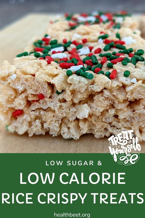 Low Calorie Rice Crispy Treats Low Calorie Rice, Protein Rice Crispy Treats, Low Calorie Christmas, Health Beet, Fat Free Desserts, Crispy Treats Recipe, Sugar Free Marshmallows, Rice Crispy Treats Recipe, Low Sugar Treats