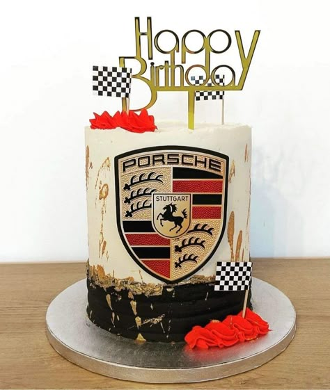 Porsche Cakes For Men, Porsche Birthday Party Ideas, Porsche Themed Birthday Party, Porsche Birthday Cake, Porsche Cake, Small Birthday Cakes, Cars Birthday Cake, 18th Cake, Birthday Cake For Husband