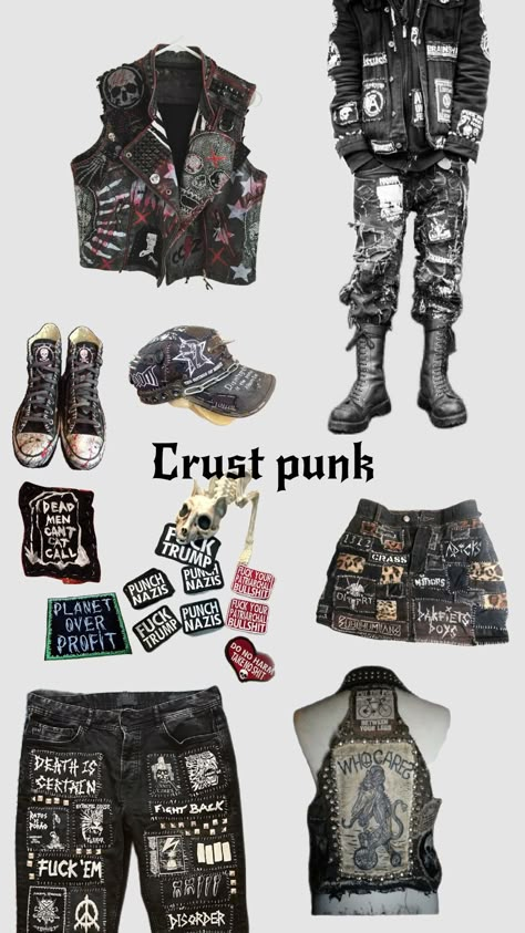 crustpunk Punk Patches Ideas, Punk Fashion Men, Metalhead Fashion, Pretty Punk, Punk Woman, Crust Punk, Punk Patches, Scene Outfits, Diy Clothes Design