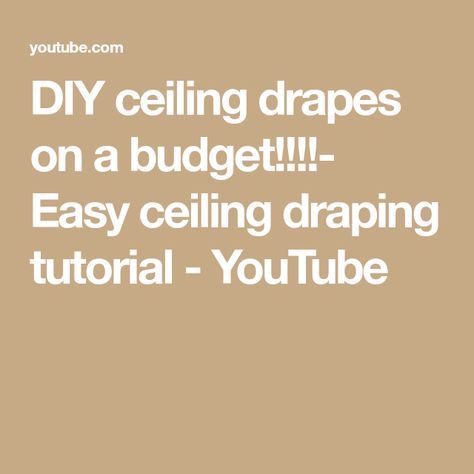 DIY ceiling drapes on a budget!!!!- Easy ceiling draping tutorial - YouTube Diy Draping Wedding Ceiling Decor, Diy Draping Wedding, Ceiling Draping Diy, Ceiling Draping Wedding, Diy Drapes, Ceiling Drapery, Ceiling Drapes, Draping Wedding, Hall Decoration