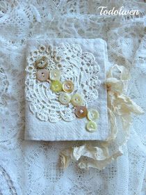 Button Ornaments, Fabric Books, Fabric Book Covers, Needle Books, Craft Books, For My Love, Lace Crafts, Sewing Things, Handmade Jewlery