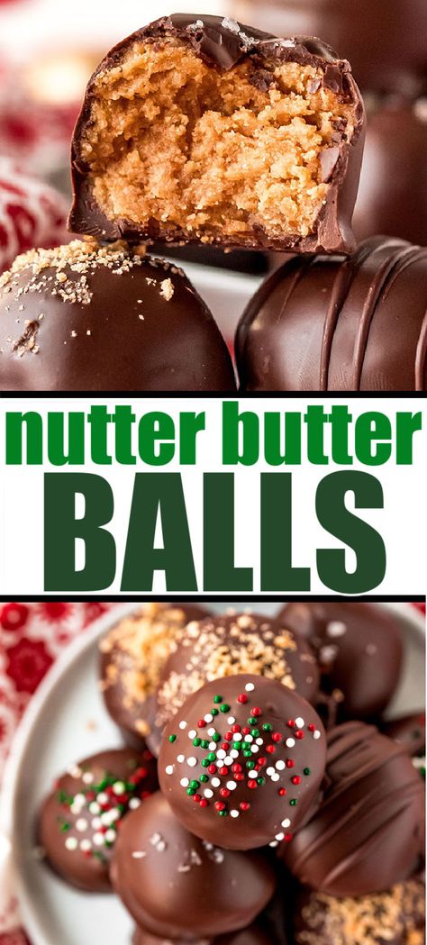 Nutter Butter Balls (or truffles, if you're feeling classy) have just FIVE simple ingredients. They are no-bake, delicious, and perfect for the holidays! | www.persnicketyplates.com Nutter Butter Balls, Sweet Balls, Cookie Balls Recipe, Persnickety Plates, Peanut Butter Balls Recipe, Christmas Truffles, Peanut Butter Truffles, Xmas Treats, Nutter Butter Cookies