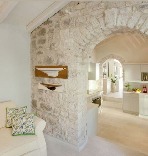 Hallway Arch, Kamena Kuca, 2 Bedroom Villa, Arched Doorway, Stone Archway, Family Room Walls, French Country Living Room, Corfu Greece, Stone Arch