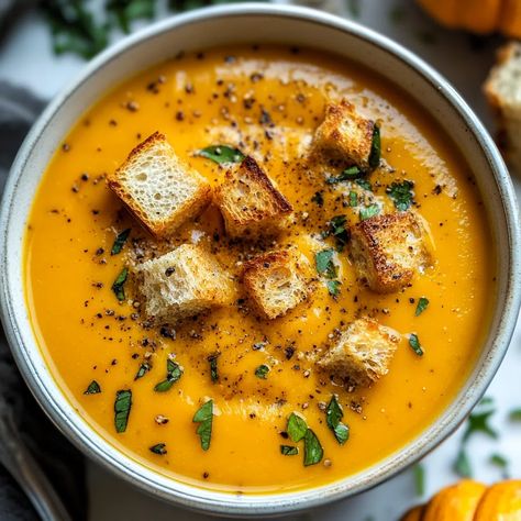 Easy Pumpkin Soup Recipe - Pumpkin Soup Crockpot, Easy Pumpkin Soup Recipe, Easy Pumpkin Soup, Pumpkin Soup Recipe Easy, Savory Pumpkin Recipes, Pumpkin Soup Recipe, Soup Recipes Slow Cooker, Vegan Soups, Crock Pot Soup