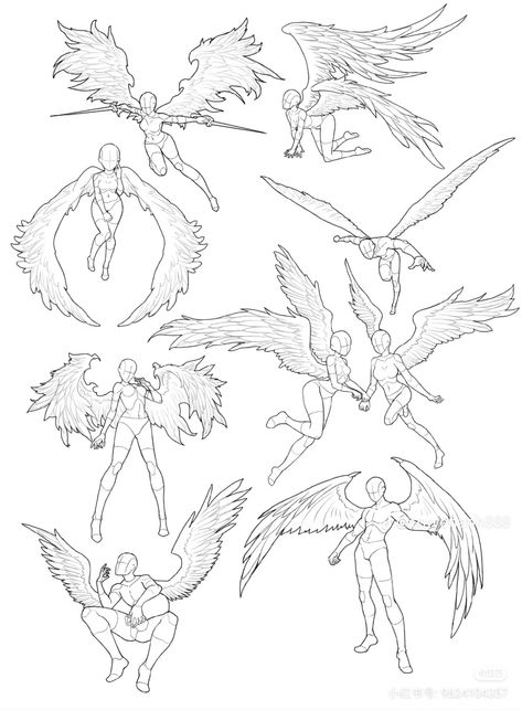 People With Wings Reference, Royalty Pose Reference, Wings Drawing, Creative Drawing Prompts, Body Reference Drawing, Body Pose Drawing, Art Tools Drawing, Easy Drawings Sketches, Concept Art Drawing