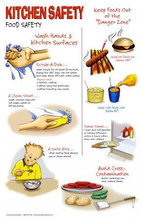 Kitchen Safety Tips, Food Safety Posters, Food Safety And Sanitation, Safety Poster, Culinary Classes, Kitchen Safety, Food Technology, Food Tech, Safety Posters