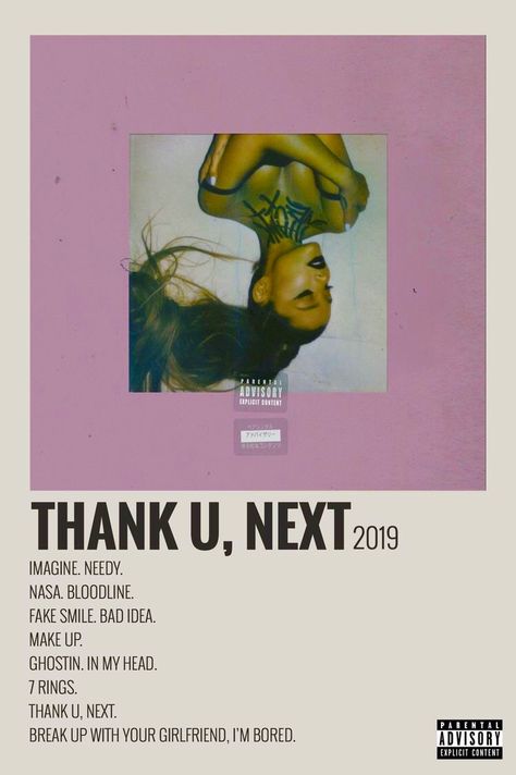 Thank You Next Album Cover, Spotify Polaroid, Artist Posters, Alt Posters, Ariana Grande Poster, Singer Dr, Album Wall, Minimalist Music, Album Posters