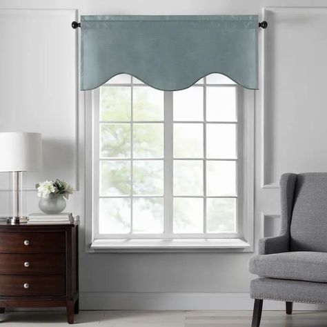 Adcenter info page Scalloped Window Valance, Scalloped Valance, Blackout Window Treatments, Window Toppers, Kitchen Curtain Sets, Silk Dupioni, White Liners, Curtain Valance, Window Valance