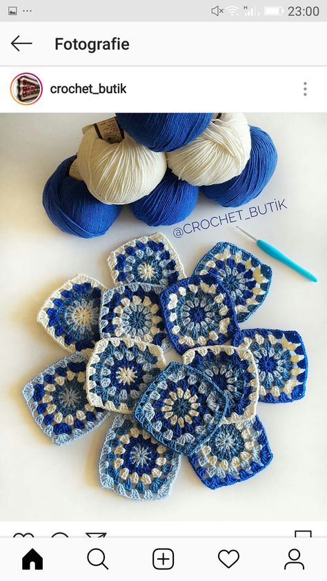 Blue Granny Squares, Crochet Blanket Diagram, Crochet Boho Bag, Granny Square Crochet Patterns Free, Crochet Motif Patterns, Crochet Daisy, Crochet Square Patterns, Granny Square Crochet Pattern, Crochet Square