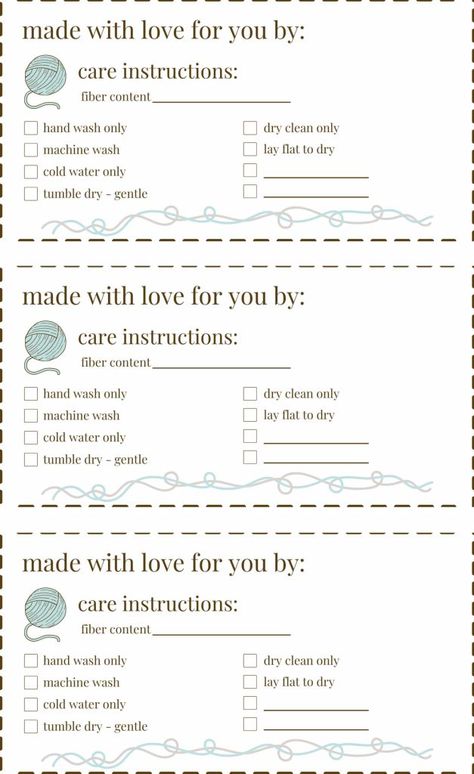 Crochet Labels, Printable Tags Template, Knitted Washcloths, Free Printable Tags, Labels Printables Free, Linen Stitch, Crochet Business, Handmade Tags, Tag Template