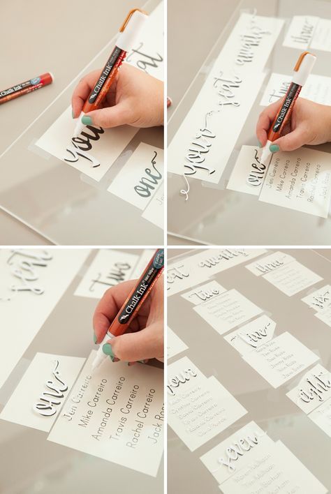 The best tutorial on making hand-lettered acrylic wedding signs using Chalk Ink Markers and paint! Wedding Table Seating Chart, Diy Calligraphy, Diy Seating, Wedding Table Seating, Tafel Decor, Wedding Signs Diy, Chalk Ink, Diy Letters, Acrylic Wedding