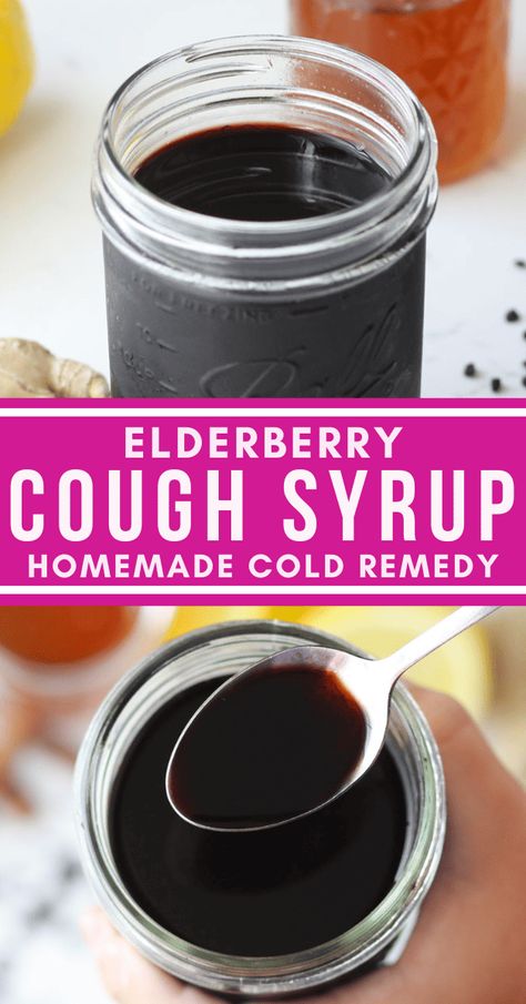 Elderberry Cough Syrup, Homemade Cold Remedies, Cough Syrup Recipe, Homemade Cough Syrup, Elderberry Syrup Recipe, Homemade Elderberry, Scratchy Throat, Elderberry Recipes, Cough Drops