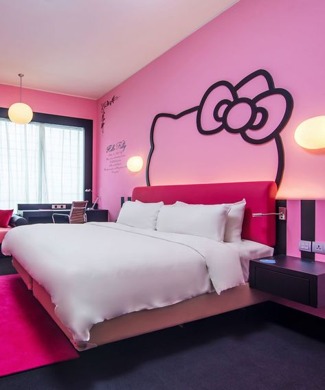 Hello Kitty Bedframe, Hello Kitty Bed Frame, Hello Kitty Bathroom Ideas, Diy Hello Kitty Room Decor, Hello Kitty Bedroom Aesthetic, Hello Kitty Aesthetic Room, Cama Da Hello Kitty, Hello Kitty Themed Room, Hello Kitty Room Aesthetic