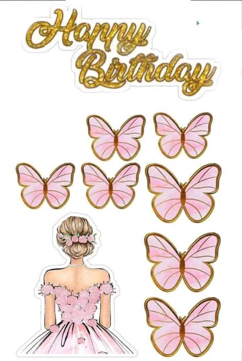 Butterfly Cake Topper Printable, Butterfly Theme Cake, Debut Cake, Barbie Doll Birthday Cake, Birthday Wishes For Lover, Doll Birthday Cake, Butterfly Cake Topper, Simple Cake Designs, Birthday Cake Topper Printable