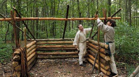 "Watch eighteenth-century lifestyle YouTube host and Indiana-based proprietor Jon Townsend build a 'Frontiersman’s Survival Shelter' with no nails."  Shared from: The Kids Should See This (TKSST) is an unprecedented collection of 4,500+ kid-friendly videos, curated for teachers and parents who want to share smarter, more meaningful media in the classroom and at home. And it's free for everyone. Dugout Shelter, Honey Locust Tree, Green Magic Homes, Camping In The Rain, Honey Locust, Survival Shelter, Tree Trunks, Cabins In The Woods, Bushcraft