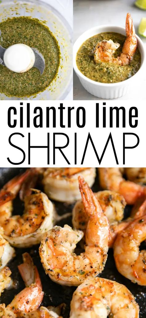 Cilantro Lime Shrimp Recipe (with Marinade and Sauce) #shrimp #lowcarb #dairyfree #shrimprecipe #glutenfree #dairyfree #cilantrolimeshrimp #marinade #easyrecipe #seafood | For this recipe and more visit, https://theforkedspoon.com/spicy-cilantro-garlic-shrimp Seafood Tacos, Cilantro Lime Marinade, Lime Shrimp Recipes, Shrimp Marinade, Cilantro Lime Shrimp, Lime Shrimp, Shellfish Recipes, Shrimp Dishes, Shrimp Recipe