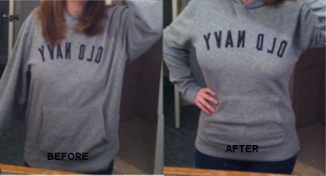 Made an oversized sweatshirt smaller to fit =) How To Make A Hoodie Smaller, Alter Sweatshirt Diy, How To Make A Sweatshirt Smaller, Sweat Shirt Redo, Clothing Repurpose, Repurposing Clothes, Remake Clothes, Random Tips, Big Hoodies