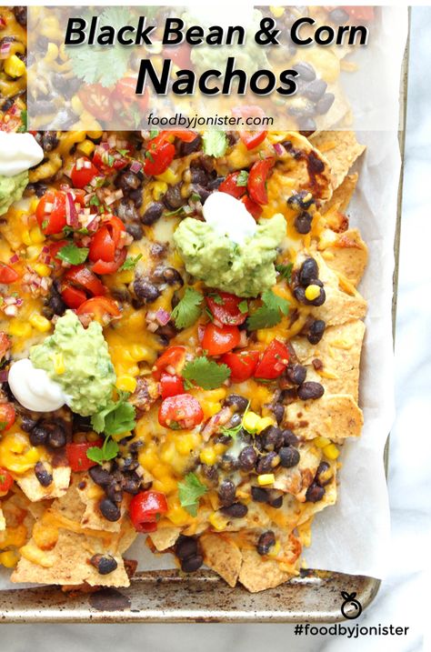 Bean Nachos Recipe, Corn Nachos, Bean Nachos, Vegetarian Nachos, Chia Seed Water, Tomato Salsa Recipe, Black Bean And Corn, Nachos Recipe Easy, Food Rice