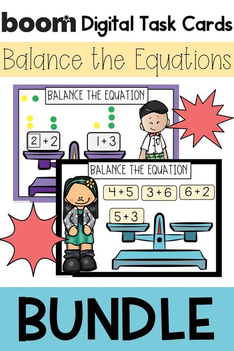 Check out this bundle of BOOM Digital Task Cards for balancing equations. Balancing equations is a valuable problem-solving skill. It allows students to find unknown values by using their understanding of how numbers and operations are related. NO MORE BORING WORKSHEETS!! Math Equations For 1st Grade, Two Step Equations Anchor Chart, Balance Equations First Grade, First Grade Learning, Balancing Equations First Grade, Balancing Equations 2nd Grade, Solving Two Step Equations, Anchor Charts First Grade, Balancing Equations