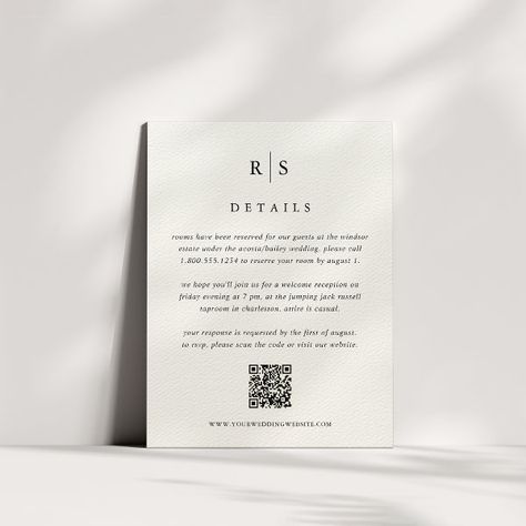 Black & Ecru Monogram Wedding QR Code Enclosure Card Elegant Minimalist Wedding, Wedding Qr Code, Wedding Diys, Print Branding, Simple Monogram, Card Simple, Wedding Enclosure Cards, Branding Ideas, Initial Monogram