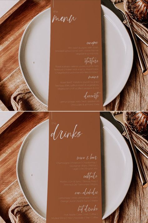 Edit and print your wedding dinner and drinks menu effortlessly with this terracotta template perfect for a rustic or boho wedding theme.

Boho Wedding | Rustic Wedding | Wedding Menu Cards | Wedding Dinner Menu Cards | Wedding Drinks Menu Ideas | Terracotta Wedding Drinks Menu Ideas, Boho Wedding Dinner, Rustic Terracotta Wedding, Boho Calligraphy, Smoked Salmon Blinis, Wedding Menus Design, Wedding Drink Menu, Boho Wedding Theme, Printable Menu Template