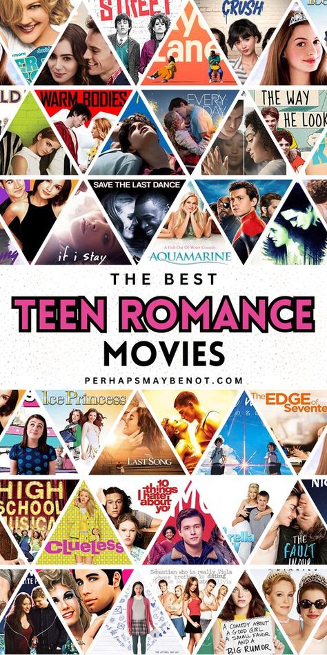 Teen Romance Movies To Watch, Teenage Romance Movies, Movies For Movie Night, Teen Romance Movies, Top Romantic Movies, Movie Night With Friends, Young Romance, Best Teen Movies, Romance Movies Best