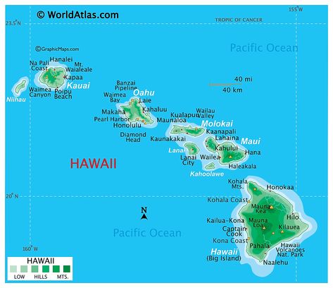 Hawaii Maps & Facts - World Atlas Waimea Kauai, Hawaiian Islands Map, Map Of Hawaii, Hawaii Islands, Lahaina Maui, Waimea Canyon, Hawaii Volcano, Volcano National Park, Island Map