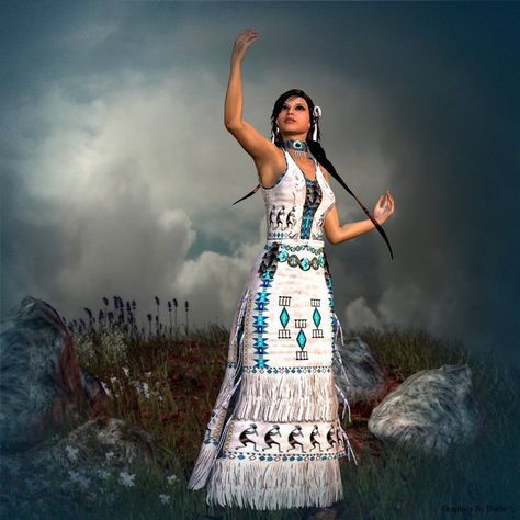 Native American Wolf Myths | She looked up into the sky. There she saw her seven pups. They had ... Native American Wedding Dresses, Native American Wedding Dress, Updos Bridal, American Wedding Dress, Hairstyle Prom, Wedding Hairs, Native American Prayers, Native American Wedding, Native American Dress