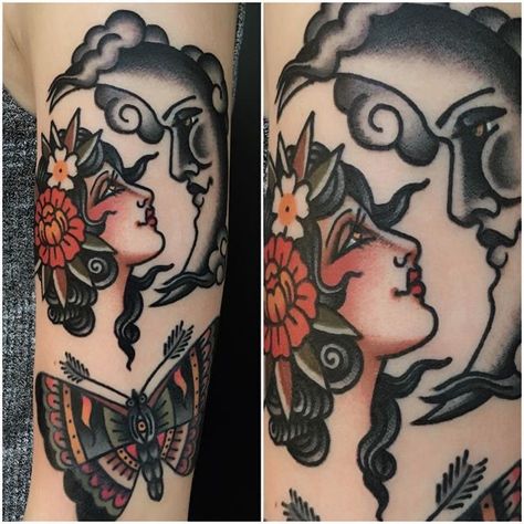 Moon Lady, Tattoos Skull, Eye Tattoo, Trendy Tattoos, Old School Tattoo, Skin Art, Piercing Tattoo, Tattoo You, Moon Tattoo