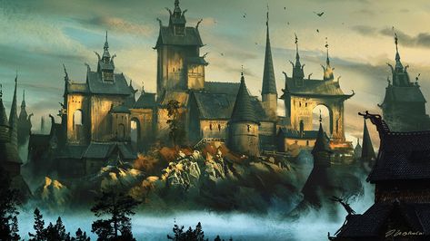 ArtStation - Viking Fortress, Darek Zabrocki Viking Fortress, Nordic Architecture, Videogame Art, Celtic Viking, Fantasy Castle, Fantasy Setting, School Art Projects, Fantasy Rpg, Medieval Fantasy