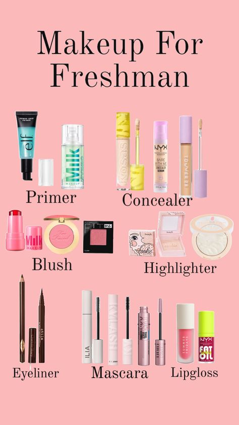 #makeup Freshman Makeup, Blush Highlighter, Milk Makeup, School Essentials, Swag Shoes, Makeup Skin Care, Skin Makeup, Makeup Routine, Highlighter