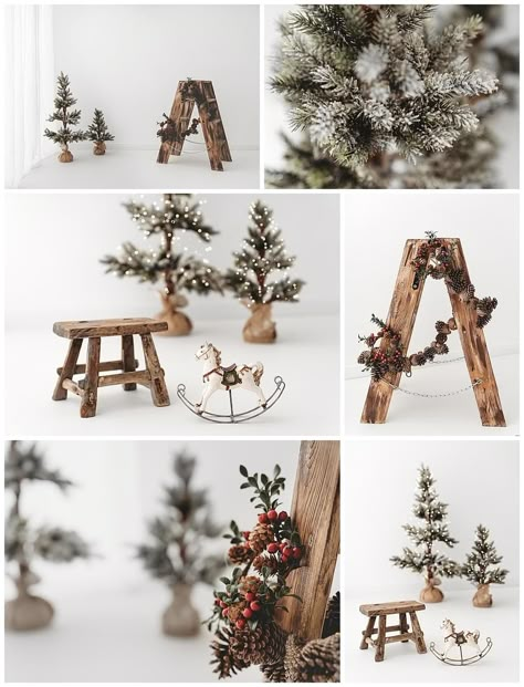 Boho Xmas Photoshoot, Christmas Studio Setup Diy Photo, Minimal Christmas Photography, White Christmas Studio Photoshoot, Minimalist Christmas Studio Photoshoot, Easy Christmas Mini Setup, Christmas Mini Set Up Indoor, Scandinavian Christmas Photoshoot, Christmas Decor Ideas Photoshoot