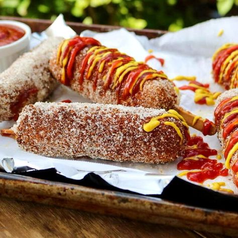 Korean Hot Dog Recipe, Vegan Corn Dogs, Japanese Onion Soups, Vegan Korean Recipes, Sorority Retreat, Corn Dog Recipe, Hot Dog Recipe, Korean Corn, Korean Vegan