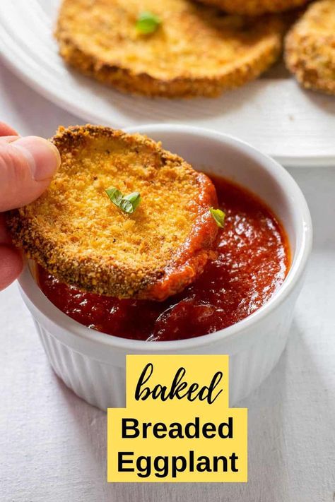 Oven Fried Eggplant, Eggplant Fried, Eggplant Baked, Baked Eggplant Slices, Breaded Eggplant, Gameday Snacks, Italian Thanksgiving, Cauliflower Chowder, Eggplant Fries