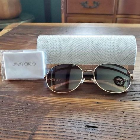 JIMMY CHOO Birdie Womens Sunglasses Gold Size 60 Jimmy Choo Logo, Gradient Brown, Womens Sunglasses, Stylish Sunglasses, Gold Sunglasses, Uv Light, The Temple, Women's Sunglasses, Birdy