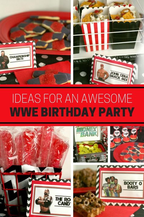 Throw an awesome WWE birthday party with these ideas from Hunny I'm Home | WWE Party | WWE birthday party ideas | WWE party ideas | wrestling party | wrestling birthday party | boy birthday party | birthday party for boys #WWE #partyplanning Wrestling Birthday Parties, Birthday Surprise Ideas, Wrestling Birthday, Wrestling Party, Wwe Birthday Party, Wwe Party, Usos Wwe, Superman Birthday Party, Wwe Birthday