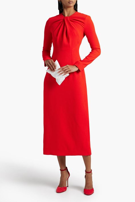 Remy Twisted Stretch-crepe Midi Dress - $1785 | Emilia Wickstead Dresses 15, Roland Mouret Dress, Victoria Beckham Outfits, Designer Midi Dresses, Emilia Wickstead, Beach Wear Outfits, Ink Clothes, Dress For Woman, Roland Mouret