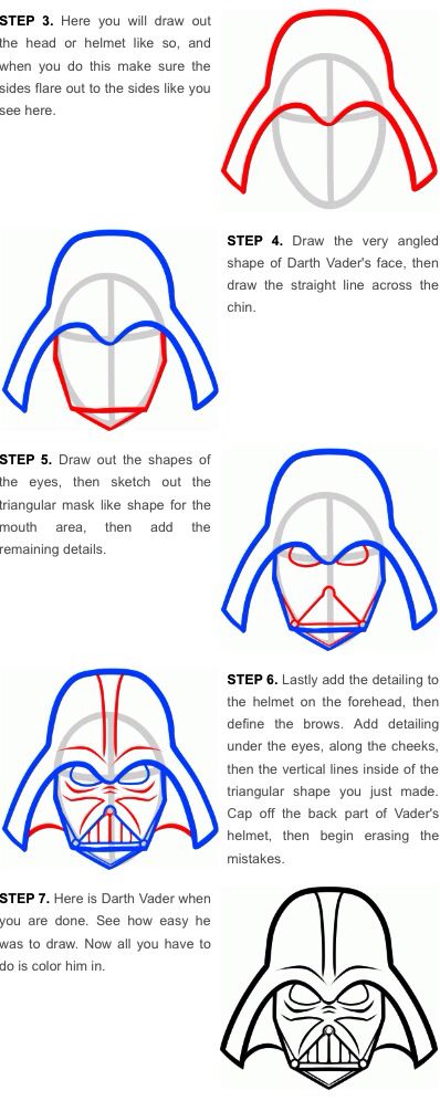 How to draw Darth Vader - http://www.dragoart.com/tuts/14898/1/1/how-to-draw-darth-vader-easy.htm Easy To Draw Star Wars, How To Draw Star Wars, How To Draw Darth Vader, How To Draw Star Wars Step By Step, Darth Vader Doodle, How To Draw Darth Vader Step By Step, Darth Vader Painting Easy, Darth Vader Outline, Cake Drawing Easy