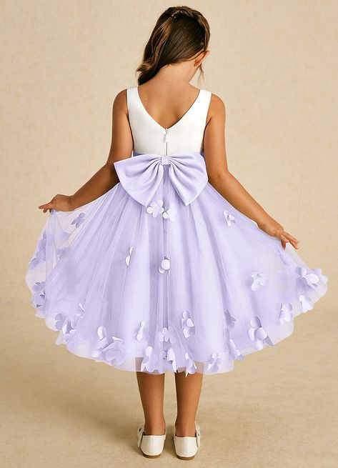 Lilac Flower Girl Dresses, Lavender Wedding Theme, Purple Flower Girls, Tea Length Flower Girl Dress, Purple Flower Girl Dress, Tea Length Tulle, Flower Girl Dresses Blue, Military Ball Dresses, Sage Dress