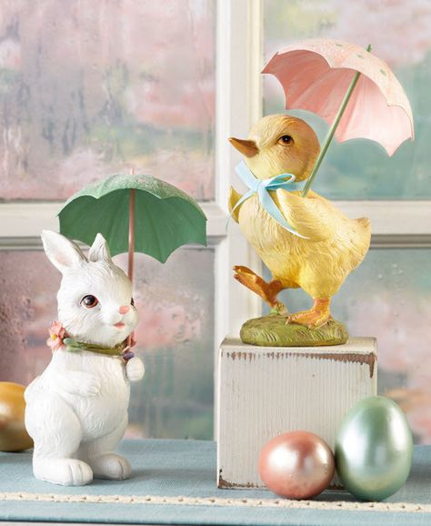 Duck With Umbrella, Easter Inspiration Decor, Easter Decorating Ideas, Ceramic Duck, Easter Figurine, Recycled Home Decor, Easter Decorating, Unique Easter, Easter Inspiration