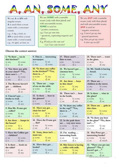 Teaching Prepositions, Some Any, Uncountable Nouns, Grammar Exercises, Teaching English Grammar, English Grammar Worksheets, Teaching Grammar, English Verbs, Learn English Grammar