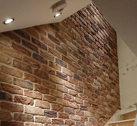 Brick Cladding Interior, Internal Brick Wall, Brick Slip Wall, Brick Slip Bedroom Wall, Brick Slips Bedroom, Brick Slips Bathroom, Brick Hallway, Terrace Hallway, Victorian Terrace Hallway