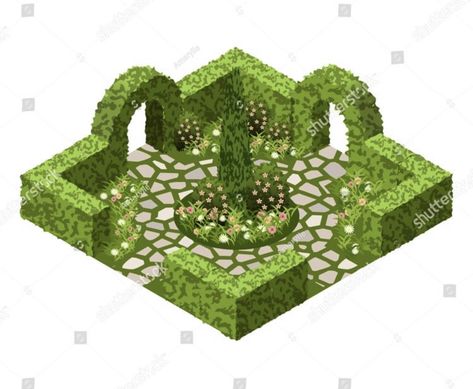 Isometric Garden, Minecraft Garden Ideas, Garden Bushes, Case Minecraft, Minecraft Garden, Minecraft Decoration, Rumah Minecraft Sederhana, Bangunan Minecraft, Minecraft Modern