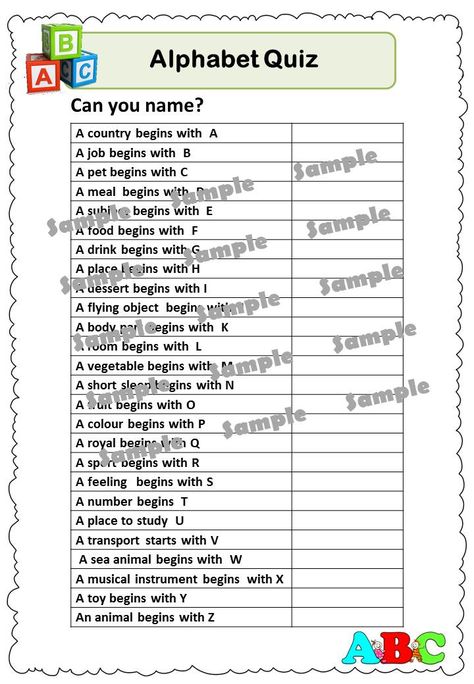 An alphabetical order worksheet quiz for students, suitable for a warm-up activity before start a lesson or a filler at the end of class for… English Language Activities High Schools, Fun Activities For Students, Games Ideas For Party, English Club Activities High Schools, Games For Students, Alphabet Game, Activities For Students, Classroom Vocabulary English, Office Vocabulary English