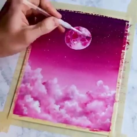 4,952 Likes, 108 Comments - �🖌Best watercolor art🖌 (@watercolor_guide) on Instagram: “Write MOON in your language 😉 👉Follow us: @watercolor_guide Use our tag to be featured:…” Feeling Journal, Journal Bullet, Cute Canvas Paintings, Galaxy Painting, Sky Painting, Small Canvas Art, Galaxy Art, Cloud Painting, Aesthetic Painting