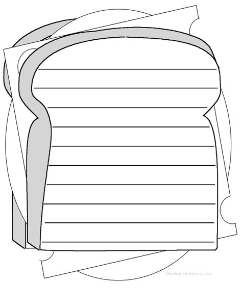 Shape Poems: EnchantedLearning.com Writing Page Template, Sandwich Template Free Printable, Sandwich Template, Types Of Poems Templates, Sandwich Book Report, Book Report Printable, Blank Pages For Writing, Sandwich Book, Shape Poems