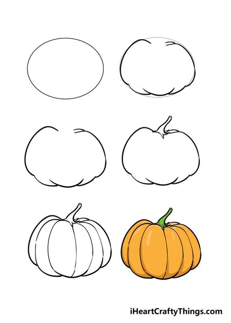 Pumpkin Head Drawing Reference, How To Draw A Pumpkin, Pumpkin Drawing Easy, Latte Drawing, Draw A Pumpkin, Haunted House Drawing, Craft Themes, Pumpkin Sketch, Drawing Male Hair