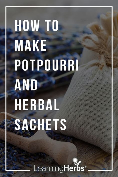 An insect repellent blend might include: lavender, rosemary, southernwood, spearmint, santolina, pennyroyal, tansy, mugwort, cedarwood chips…  A soothing potpourri blend might include: lemon balm, lemon verbena, rose petals, lavender, calendula, meadowsweet, chamomile…  For sachets tucked in with clothes you might try rose and lavender mixes or a blend of citrus peel, spearmint, lemon verbena, and thyme, with a drop or two of pine essential oil. Sachets Diy How To Make, Herbalism Books, Herbal Sachets, Make Potpourri, How To Make Potpourri, Taro Cards, Homestead Crafts, Lavender Potpourri, Potpourri Bag